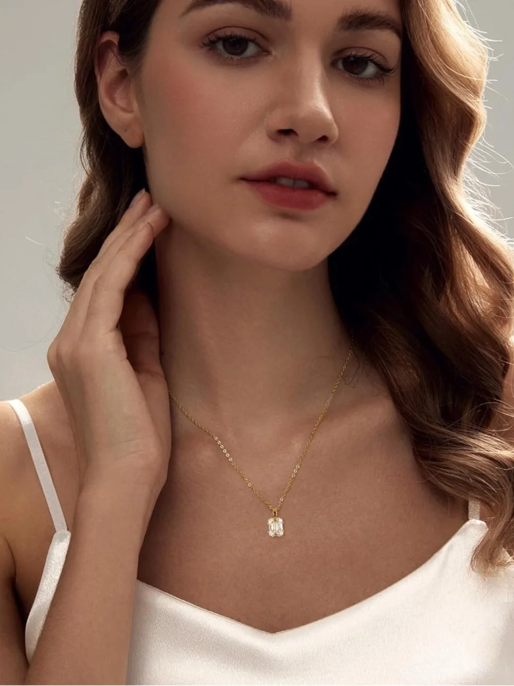 18K Gold Plated Diamond CZ Pendant Necklace